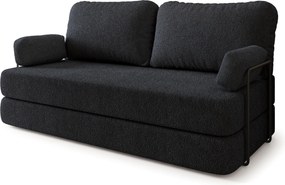 Masseno Sofa piankowa NIKSI z funkcją spania, Kanapa z pianki do salonu, Bezmontażowa, Tkanina bucle – Czarny QUELLE 100