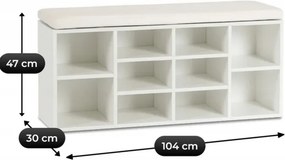 Szafka na Buty z Siedziskiem AXEL 104 cm do Przedpokoju Biała Nowoczesna