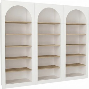 Komplet 3 szt. biblioteczek z 6 wnękami - Biały i Jasnodrewniany CYMORA