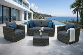 Zestaw rattanowy MALIBU dla 4 osób (szary)