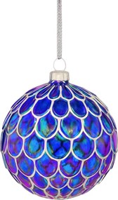 Szklana ozdoba świąteczna ENCHANTED 10 cm, niebieska