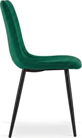 Ciemnozielone aksamitne krzesło LAVA BOTTLE GREEN z czarnymi nogami