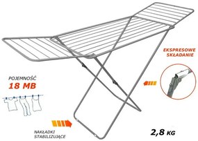 Srebrna rozkładana suszarka na pranie - Rovesa