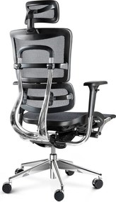 Fotel biurowy z podnóżkiem Diablo V-Master, zgodny z normą BHP, kolor czarno-szary