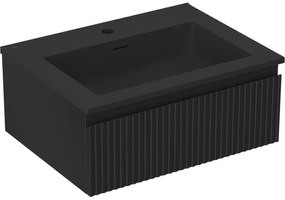 Mexen Rivel szafka łazienkowa 60 cm z umywalką Otis, 1 szuflada, ryflowana , czarna mat - 91A20-06023-1-BF71-W18M71