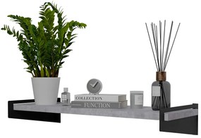 Nowoczesna półka ścienna czarny + beton - Mizu 4X
