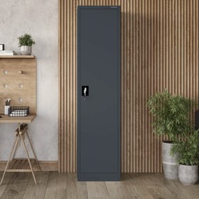 Biurowa szafa metalowa na akta ALEX, 450 x 1850 x 400 mm, antracyt