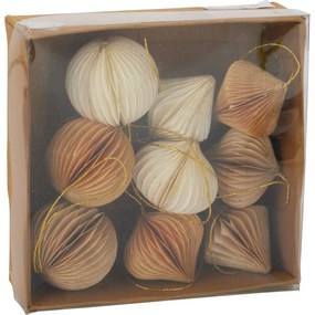 Zestaw 9 szt. ozdób świątecznych Ornaments, złoto-beżowe, 6 cm, plaster miodu