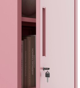 Wąska szafka do biura ALEX, 450 x 1850 x 400 mm, Fresh Style: pudrowy róż