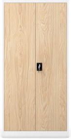 Szafa metalowa ze schowkiem biała / dąb sonoma: Eco Design TOMASZ, 900 x 1850 x 450 mm