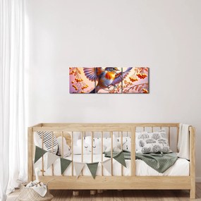 Obraz - Ptak z jarzębiną (z zegarem) (90x30 cm)
