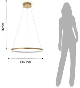 Lampa wisząca w kolorze złota Tomasucci Ring, wys. 92 cm