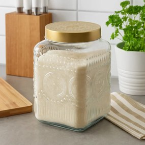 Altom Zestaw szklanych pojemników z złotą pokrywką Daisy 2,2 l, 4 szt., 2,2 l