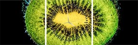 Obraz - szczegół kiwi w wodzie (z zegarem) (90x30 cm)