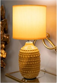 Musztardowa lampa stołowa ceramiczna z tekstylnym kloszem (wysokość 30,5 cm) Points – Mauro Ferretti