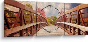 Obraz - drewniany most (z zegarem) (90x30 cm)