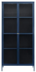 Ciemnoniebieska metalowa witryna 90x190 cm Bronco – Unique Furniture