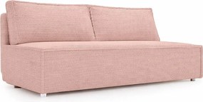 Sofa z funkcją spania i pojemnikiem DUO, tkanina sztruksowa Poso, Różowy