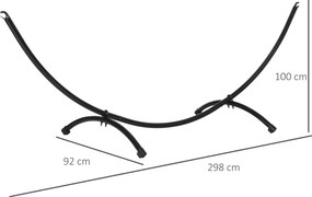 Nowoczesny Stojak na Hamak Outsunny do 305 cm, Metalowy, Czarny, z Antypoślizgowymi Stopami