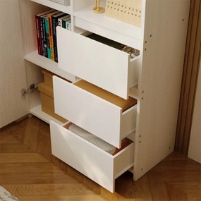 Regał Loft Biały 177 cm – Biblioteczka z 3 Szufladami i Półkami