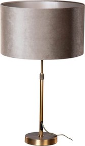 Lampa stołowa brązowa z abażurem z weluru taupe 35cm - Parte