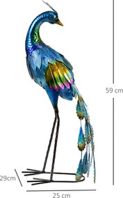 Outsunny Rzeźba Ogrodowa Paw, 25 x 29 x 59 cm, Wielokolorowy