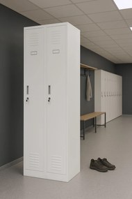 Dwudrzwiowa szafa BHP wąska 60x50x180 cm Kacper 2, biała