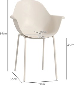 Outsunny Zestaw 4 krzeseł ogrodowych Składane Szare z oparciem Podłokietniki do 120 kg | Aosom PL