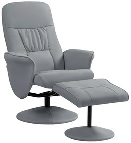 HOMCOM Zestaw 2-częściowy: Fotel Relaksacyjny z Podnóżkiem, regulowany, z nachylanym oparciem, Jasnoszary