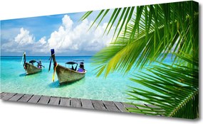 Obraz canvas Kolorowe Łodzie na Falach