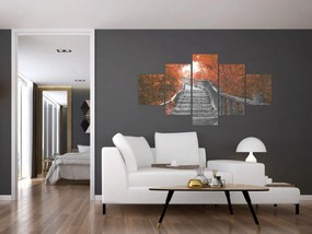 Obraz - Schody w naturze, pomarańczowy (125x70 cm)