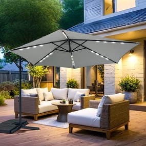 Avenberg Duży parasol z regulacją nachylenia Sunny LED 300, szary