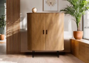 Komoda wysoka Double 100cm – nowoczesna komoda z przesuwanymi drzwiami i półkami
