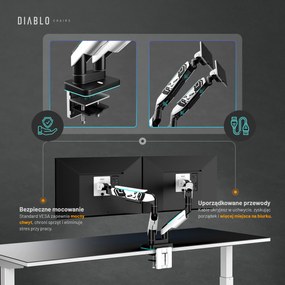 Podwójny uchwyt na monitory 49 cali, biało-czarny X-Arm Dual RGB