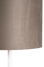 Lampa podłogowa biała klosz welurowy szarobrązowo-złoty 40cm - Simplo Nowoczesny Oswietlenie wewnetrzne