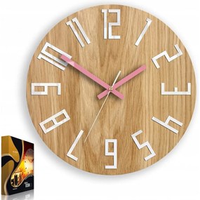 Zegar na ścianę nowoczesny drewniany z dużymi cyframi okrągły cichy loft