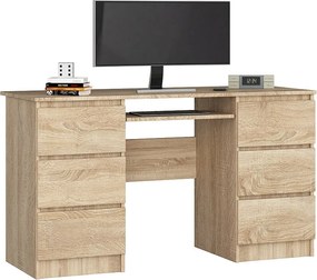 Biurko komputerowe AKORD A11 Dąb Sonoma 135 cm 6 szuflad kolor Dąb Sonoma mat 135x50x77 cm