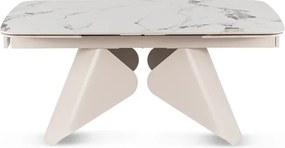 Stół Rozkładany Prostokątny VERONA 160-240 cm Ceramiczny Biały Marmur/Kaszmir Japandi
