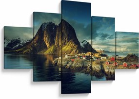 Obraz wioski rybackiej w Norwegii (125x70 cm)