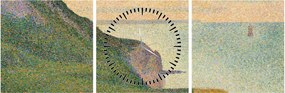 Obraz - Georges Seurat, Seascape at Port-en-Bessin, Normandy, reprodukcje (z zegarem) (90x30 cm)
