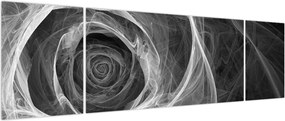 Obraz - Abstrakcyjna róża czarno-biała (170x50 cm)