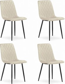 Valora TURIN Krzesło Beżowy Aksamitny Ergonomiczny Design x4