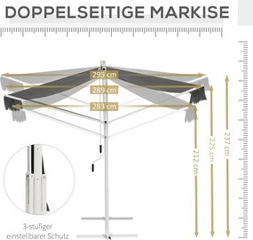 Outsunny markiza stojąca ogrodowa ze składanym ramieniem taras szara 4,5 x 3,4 m
