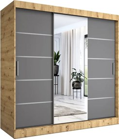 Szafa przesuwna 200 cm dąb artisan + antracyt S8-T09