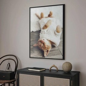 Plakat Leniwy kot 21x30 cm z ramą czarną bez marginesu ARTGEIST B