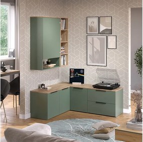 Ściana w salonie zielony 80x40x50 wido