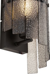 Designerska lampa ścienna czarna z przydymionym szkłem - Versailles