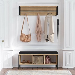 Wieszak ścienny z ławką Shana Oak and Black