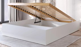 Białe minimalistyczne łóżko bez zagłówka z materacem 140x200 K1-K03