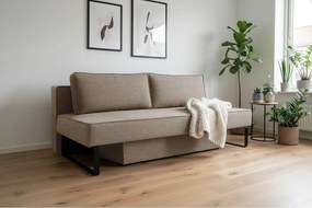 Sofa z funkcją spania i pojemnikiem NOMI, tkanina Faro, Ciemnobeżowy